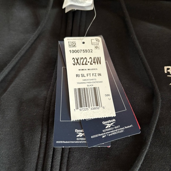 Reebok Women’s Full-Zip Hoodie NWT Size 4X Black Plus Size - Picture 6 of 13